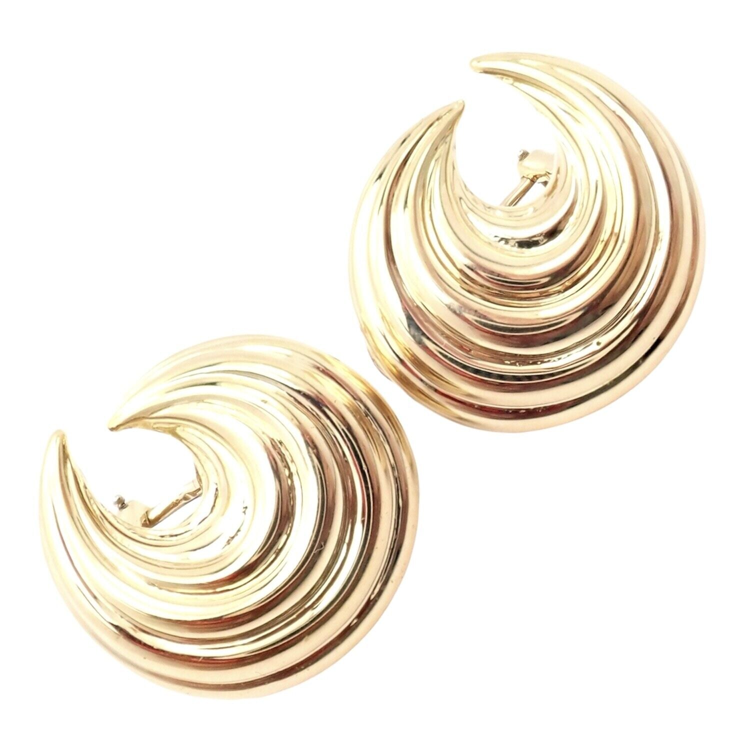 Authentic Tiffany & Co 18k Yellow Gold Vintage Crescent Moon Earrings - Perfect for Weddings, Anniversaries & Special Occasions