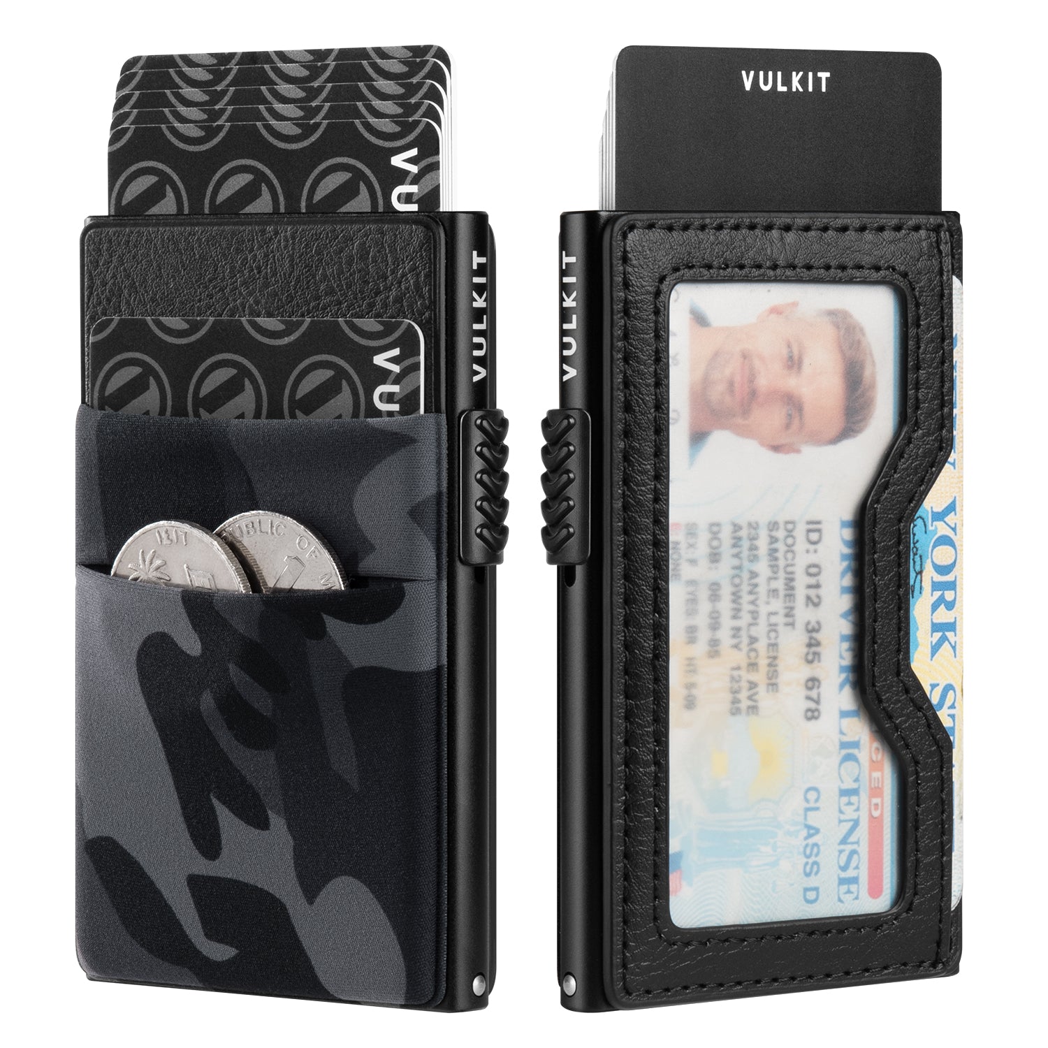 VC306 Elastic Cloth & Leather Slim Wallet with Clear ID Window - Perfect for Cash, Coins, Credit Cards & Daily Essentials | Ideal for Travel, Work & Everyday Use