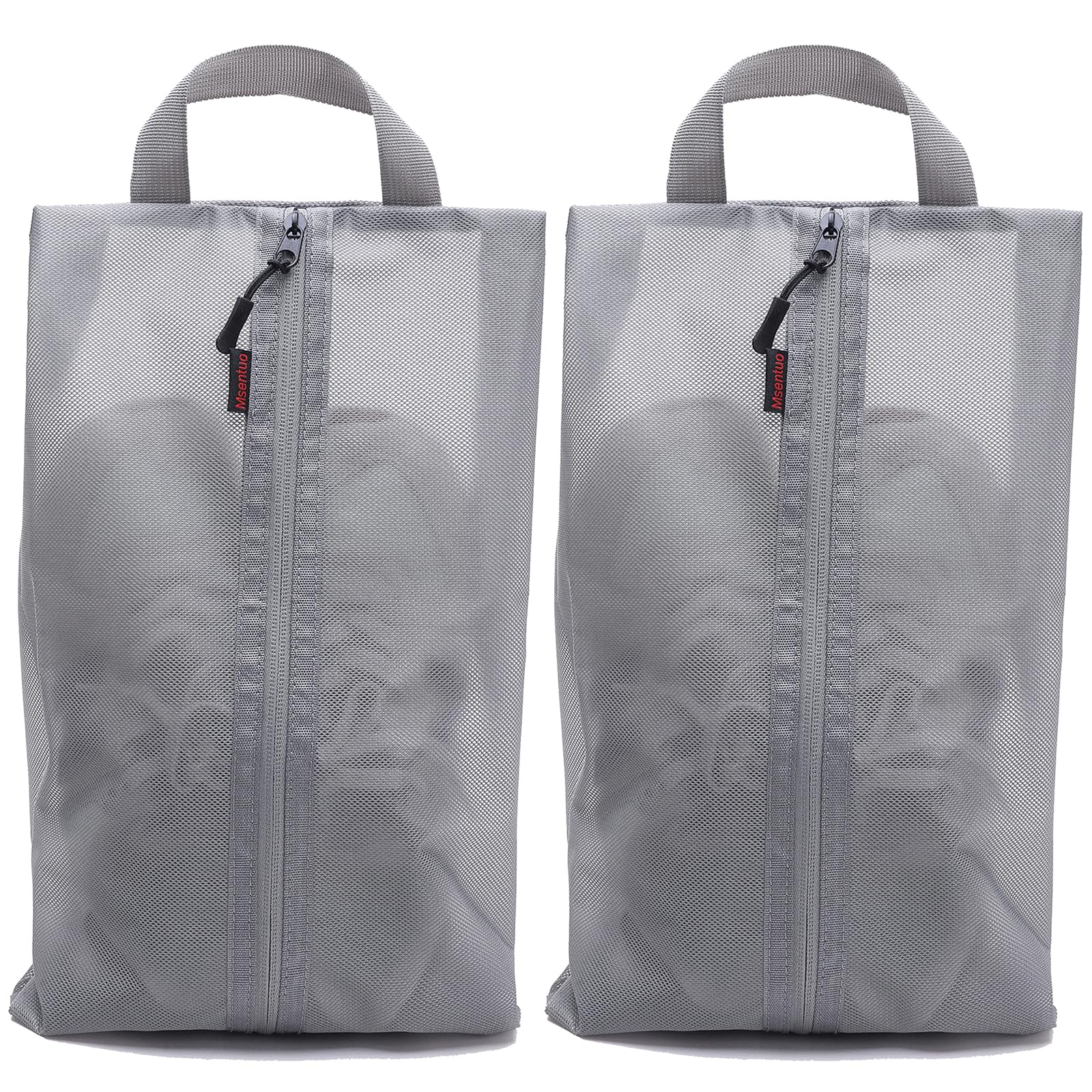 Waterproof & Dustproof Shoe Bags for Travel - Zippered Shoe Storage Pouch with Handle for Men & Women (Grey, 2-Pack) - Perfect for Gym, Work, Vacation & Airplane Carry-On Luggage