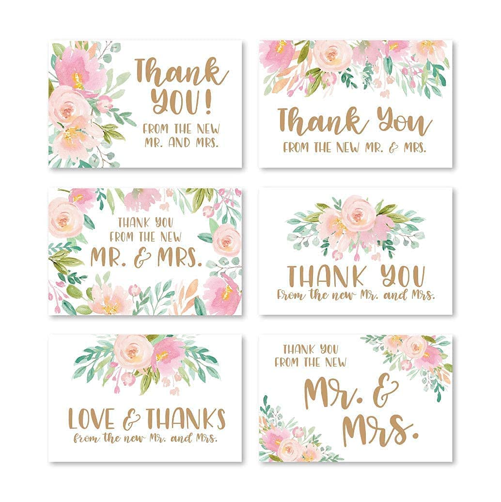Hadley Designs - 50 Floral Wedding Advice & Well Wishes Cards with 24 Thank You Cards | Alternative Wedding Guest Book & Bridal Shower Games | Perfect for Wedding Guest Books, Bridal Showers & Reception Activities