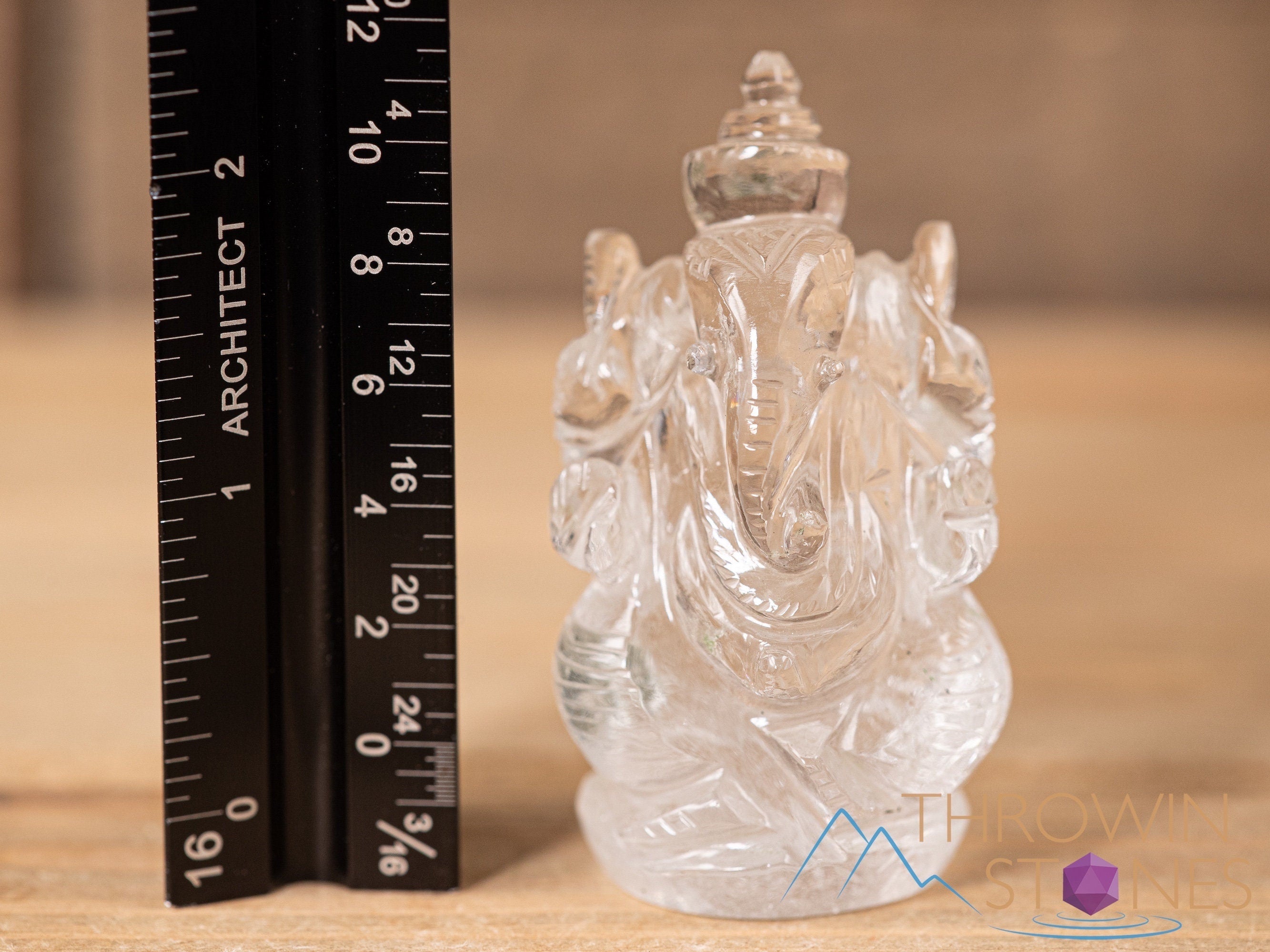 Clear Himalayan Quartz Crystal Ganesha Statue - Hand Carved Lord Ganesh Figurine for Home Decor, Spiritual Healing Crystals & Stones (40684) - Perfect for Meditation, Yoga Spaces & Positive Energy Home Altars
