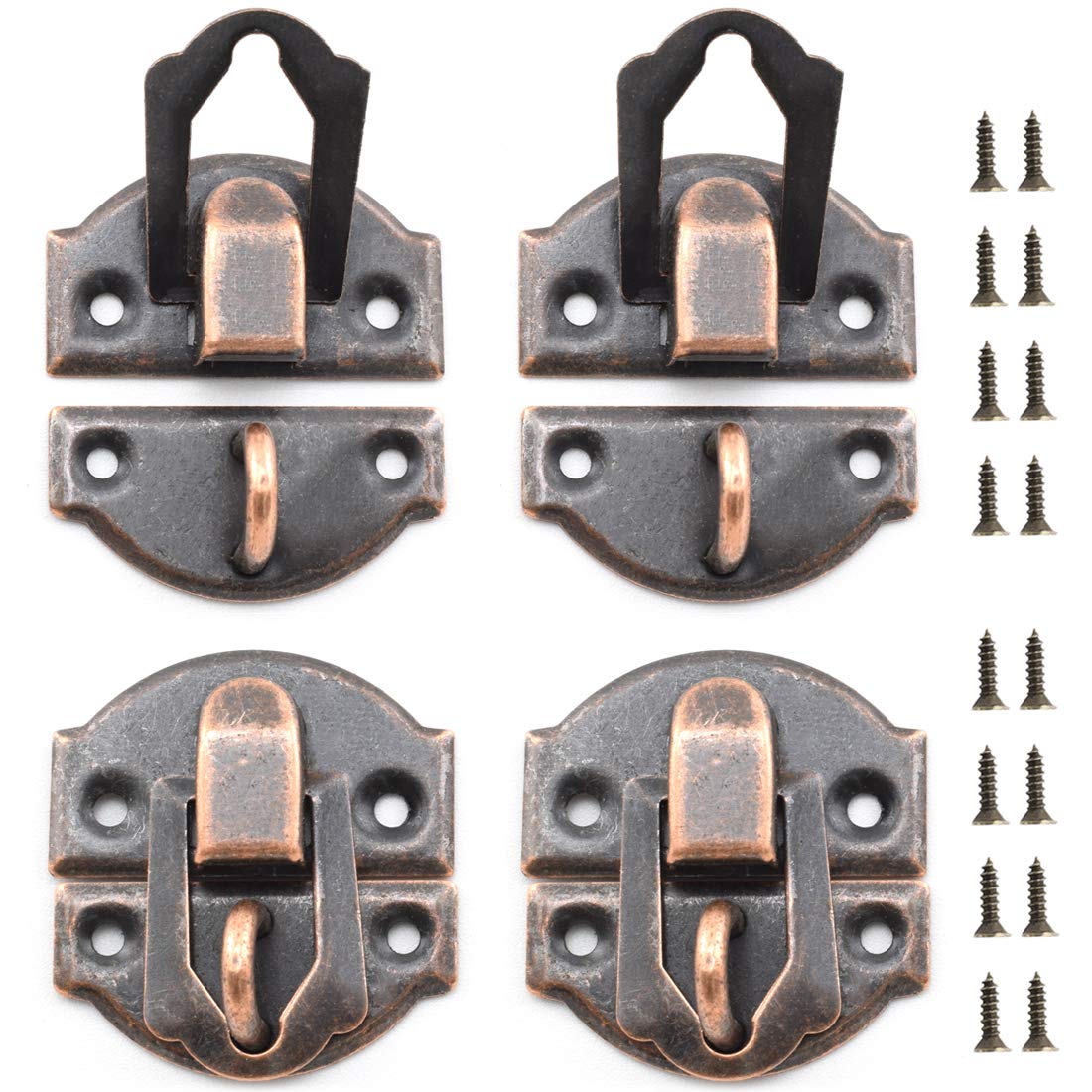Antique Decorative Hasp 8-Pack - Vintage Jewelry Box Cabinet Latch with Matching Screws for Wooden Drawers & Crafts (Red Bronze) - Perfect for DIY Furniture Restoration, Jewelry Organizers & Vintage Home Decor