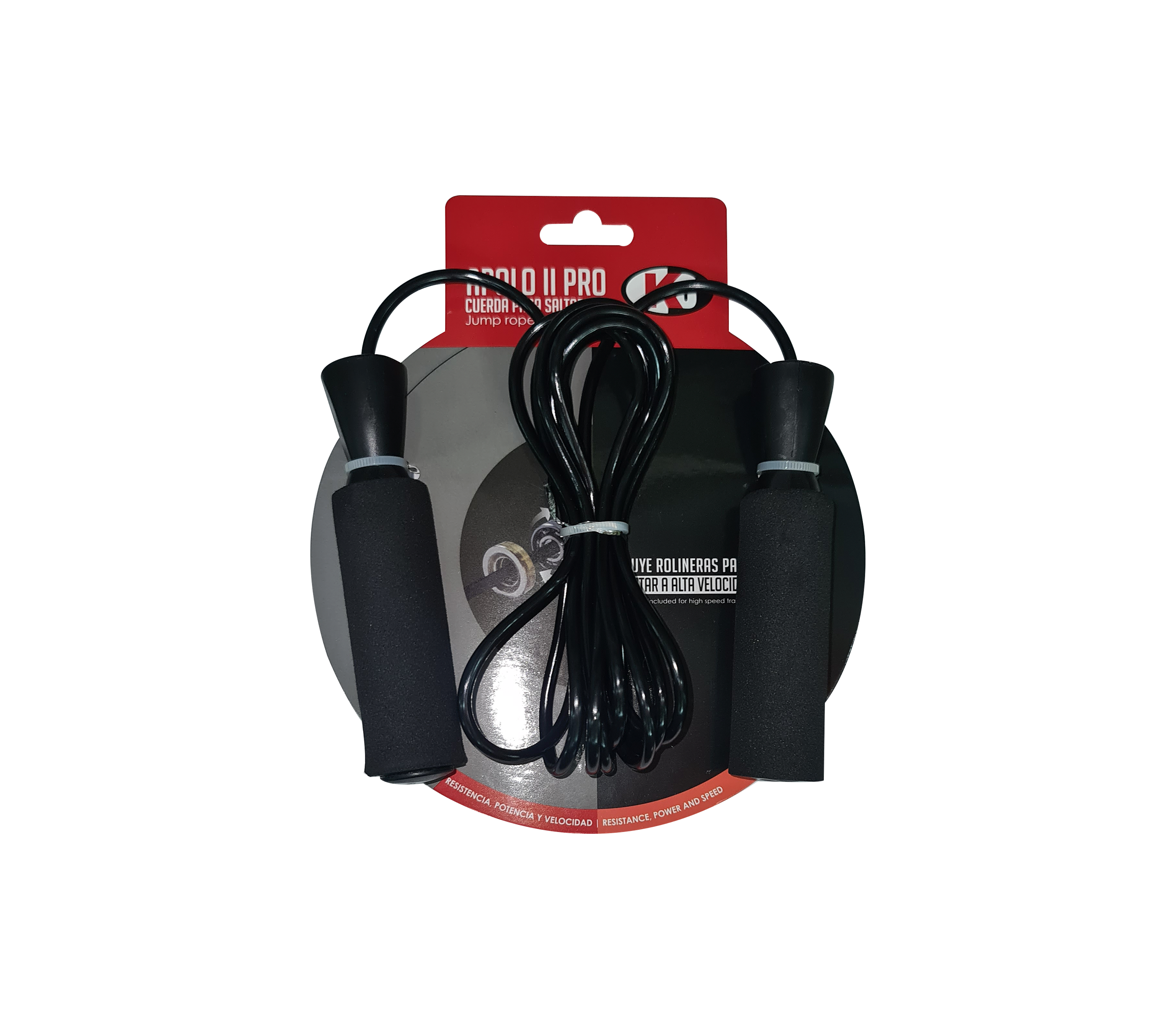 Apollo II Pro Black/Red K6 Jump Rope - Adjustable Speed Rope for CrossFit, Boxing, MMA & Home Workouts - Perfect for Fitness Training, Weight Loss & Cardio Exercise