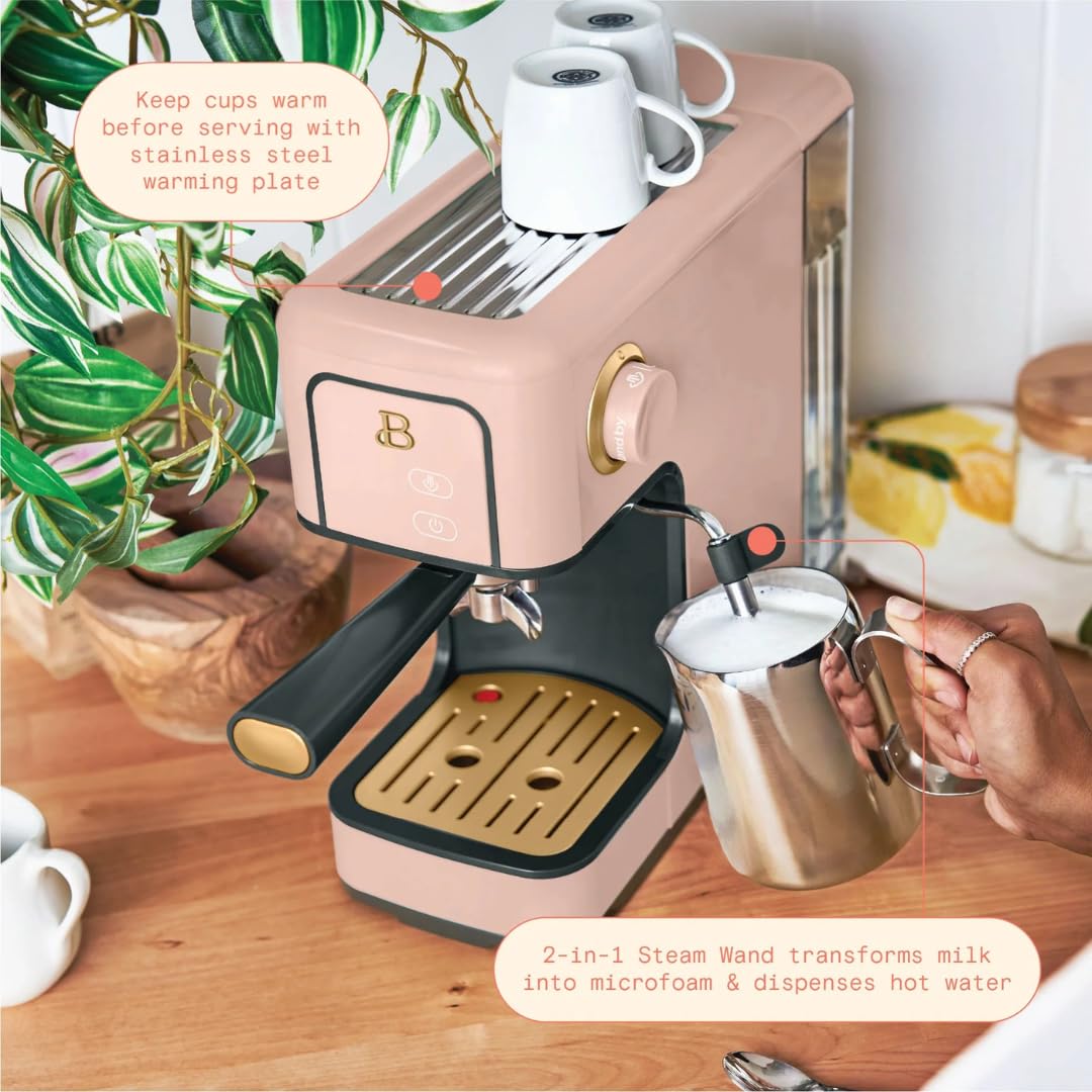 Premium 20-Bar Pressure Espresso Machine - Compact Slim Design, Rapid Heating, Built-in Milk Frother for Latte & Cappuccino | High Performance Home Coffee Maker (Rose Gold) | Perfect for Kitchen Countertops, Office Breakrooms & Coffee Enthusiasts