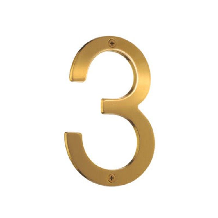 4 3/4 Inch Brushed Brass Address Number Villa for House - Durable Outdoor Home Number Sign for Mailbox, Front Door & Yard Decor