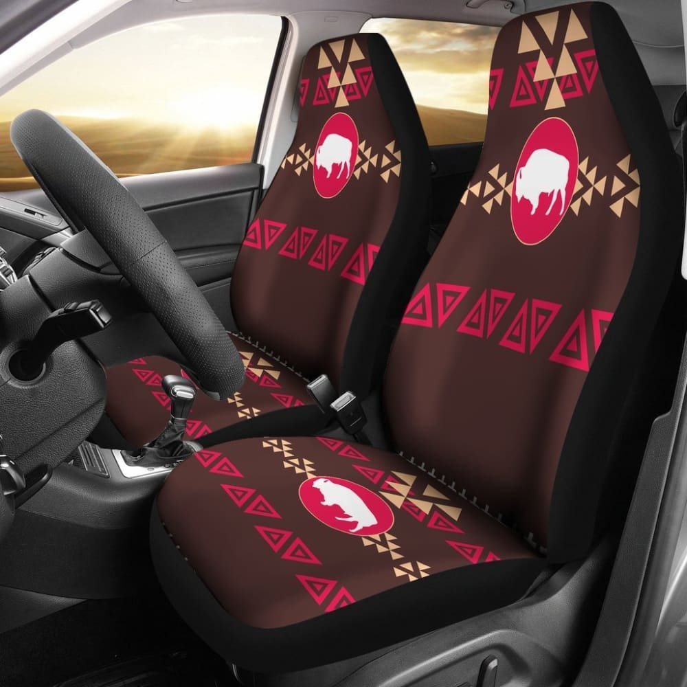 Premium Brown Bison Leather Car Seat Covers - Native American Inspired Design - Durable & Stylish Protection for Trucks, SUVs, and Cars - Perfect for Road Trips, Daily Commutes, and Outdoor Adventures