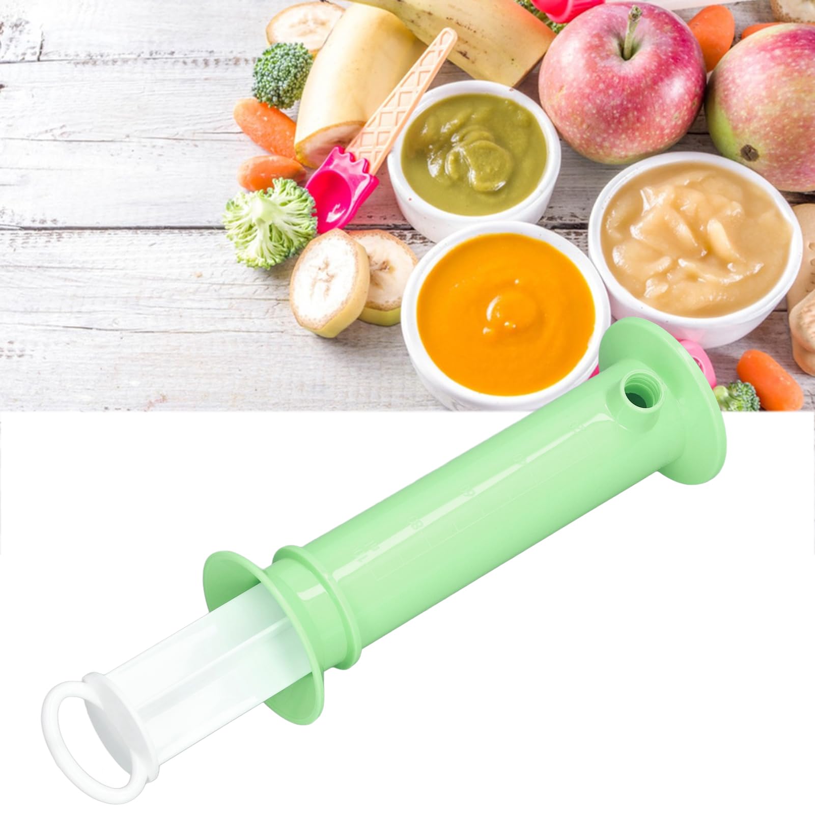 Baby Food Filling Machine - Plastic Nozzle for Homemade Puree | Green Baby Food Storage Bags | Perfect for DIY Organic Baby Food at Home & Daycare Use