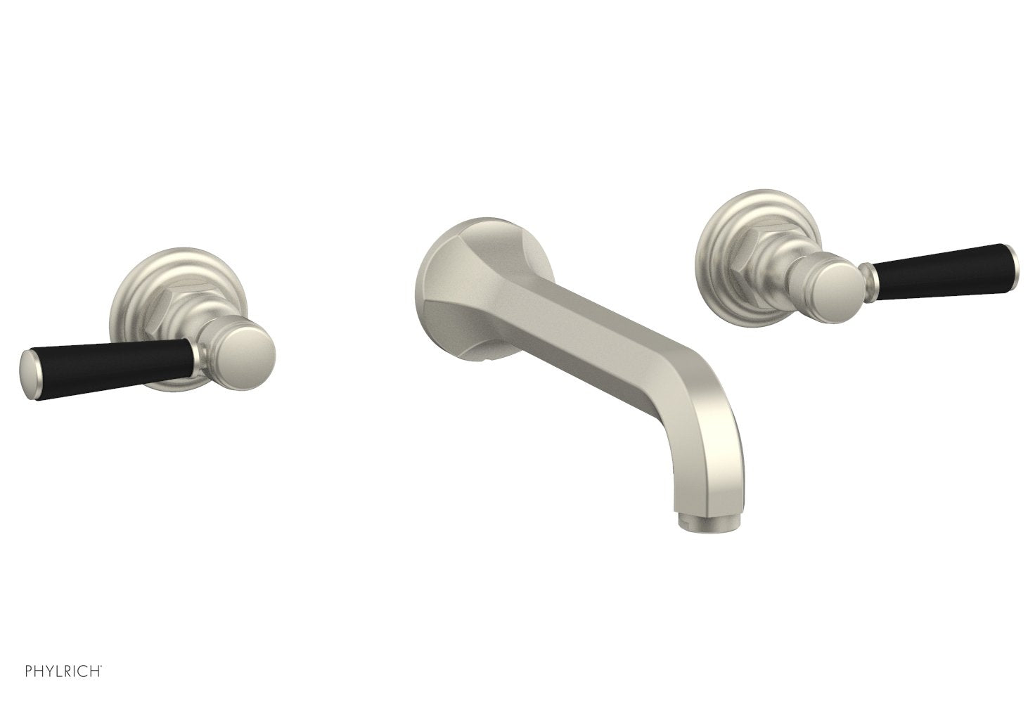 HEX TRADITIONAL Wall Tub Faucet Set with Satin Black Lever Handles - 500 57 Series - Perfect for Bathroom Renovation & Modern Home Decor
