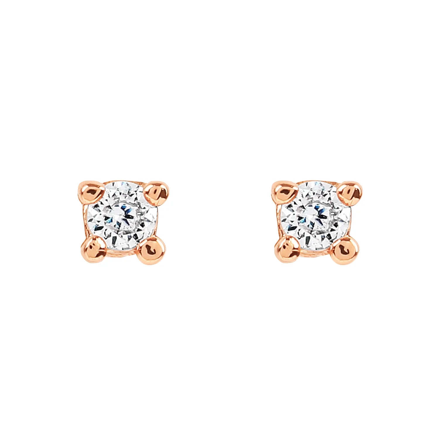 Rose Gold Cubic Zirconia Stud Earrings for Women - Minimalist Elegant Jewelry for Everyday Wear & Special Occasions