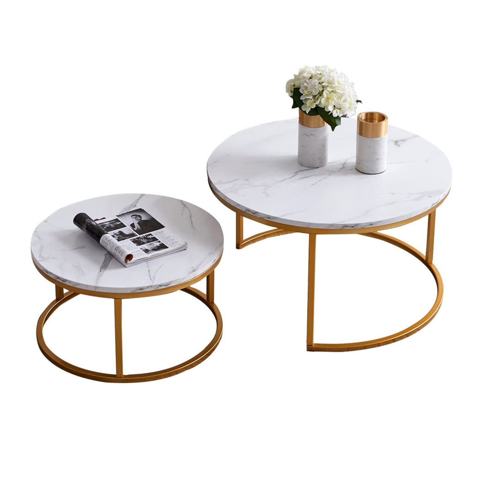 KOLESIN Modern Round Nesting Coffee Table Set of 2 - 31.5