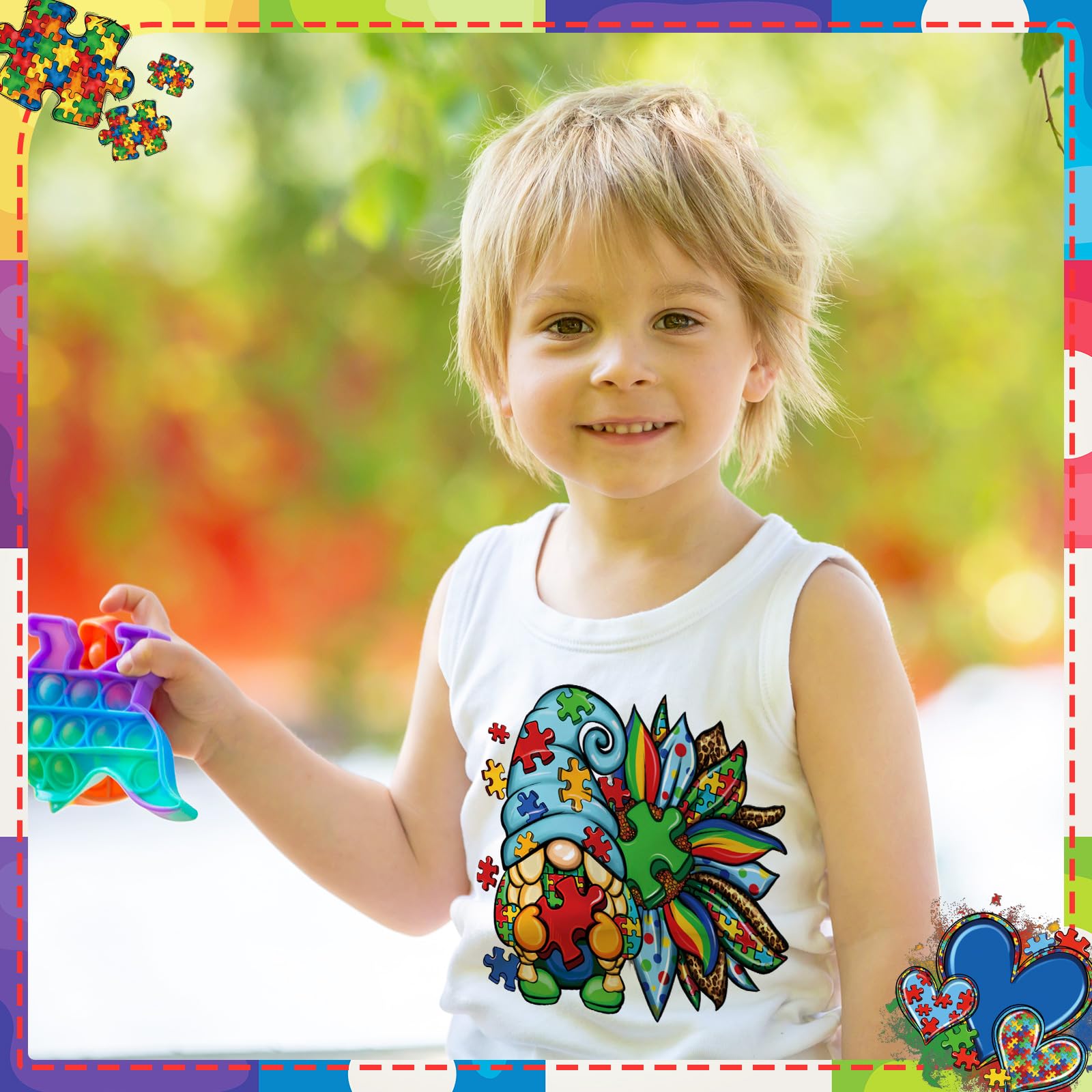 30 Pcs Autism Awareness Iron-On Transfers - Puzzle Rainbow Vinyl Patches for Clothes, DIY Heat Stickers for T-Shirts, Bags & Hats - Autism Support & Awareness Decals for Kids & Adults