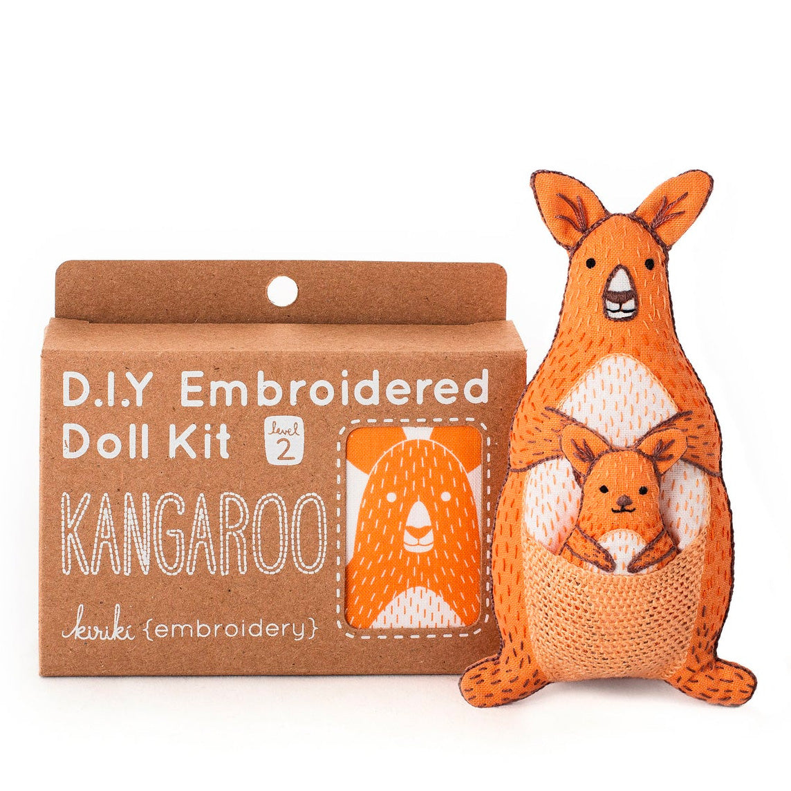 DIY Hand Embroidered Kangaroo Plushie Doll Kit - Soft Stuffed Animal Sewing Craft for Beginners - Perfect for Home Decor, Gift Giving & Stress Relief