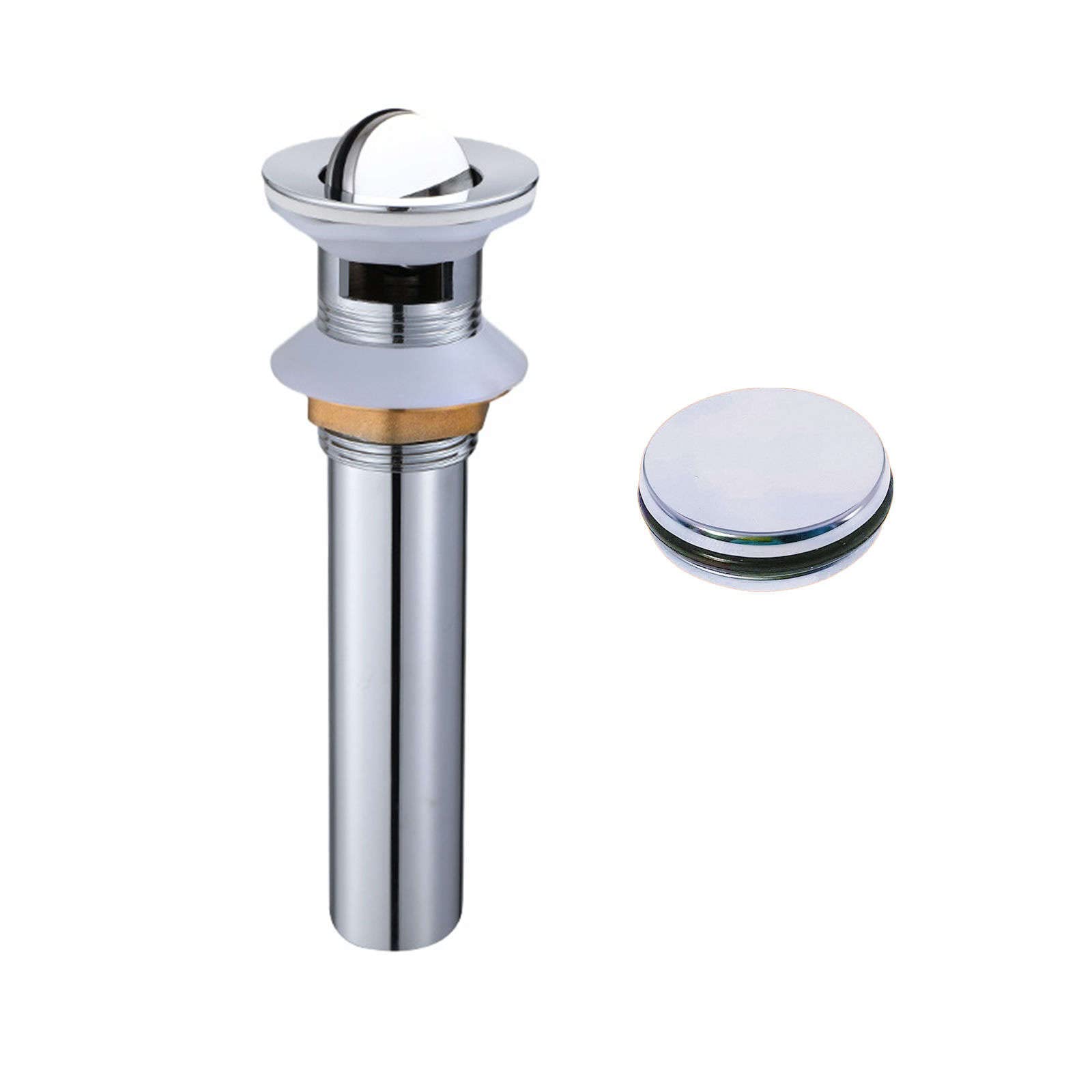 Universal Bathroom Sink Stopper - Pop Up Drain with Overflow, Detachable Strainer Basket for Vessel Sink & Lavatory Vanity (1.65-1.77 Inch Drain Hole, Copper Finish) - Perfect for Modern Bathrooms, Guest Suites & Luxury Vanities
