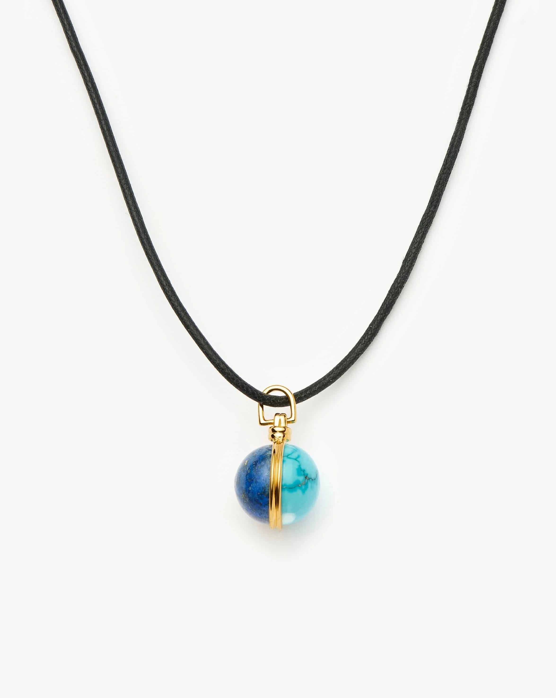 18k Gold Plated Sphere Gemstone Pendant Necklace with Lapis & Turquoise - Elegant Jewelry for Women, Perfect for Gifts, Parties & Everyday Wear