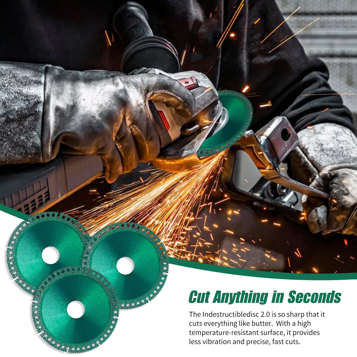 Indestructible Disc 2.0 - 7/8 Inch & 4 Inch Angle Grinder Cutting Wheel for Ceramic Tile, Glass, Metal & Wood (2025 Upgraded Version) | Fast Cutting Multi-Purpose Saw Blade for DIY Projects & Professional Construction Work