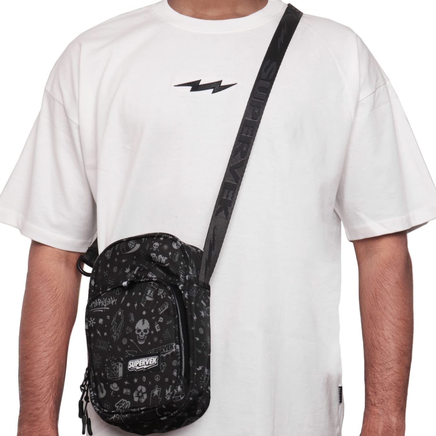 Supervek Men's Crossbody Sling Bag - Lightweight Shoulder Messenger Bag for Travel, Office & Outdoor | Small Passport Holder for Men & Boys | Durable Black Mini Sling Pack for Daily Use, Commuting & Adventure