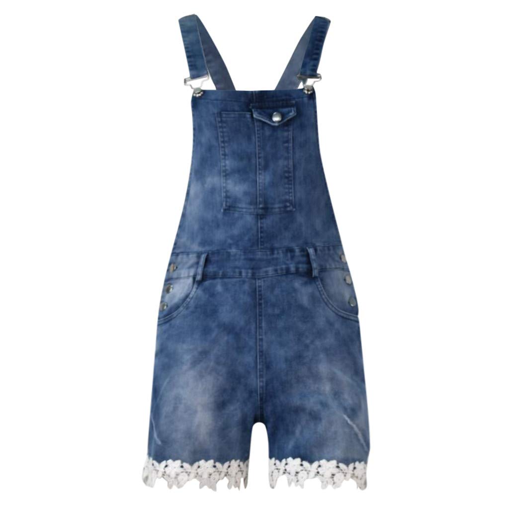 Fanteecy Women's Denim Shortalls Jumpsuit - Distressed Ripped Short Overalls with Adjustable Fit & Big Pockets | Casual Summer Outfit, Music Festival Wear, Street Style Fashion