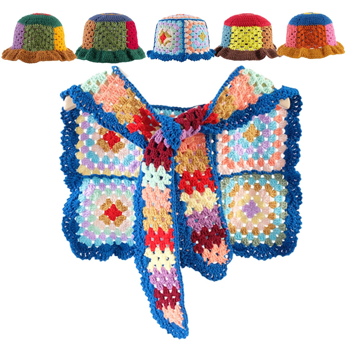 Handmade Crochet Bucket Hat for Women - Summer Floral Knitted Beanie & Skull Cap - Stylish Breathable Sun Hat for Beach, Travel & Outdoor Activities