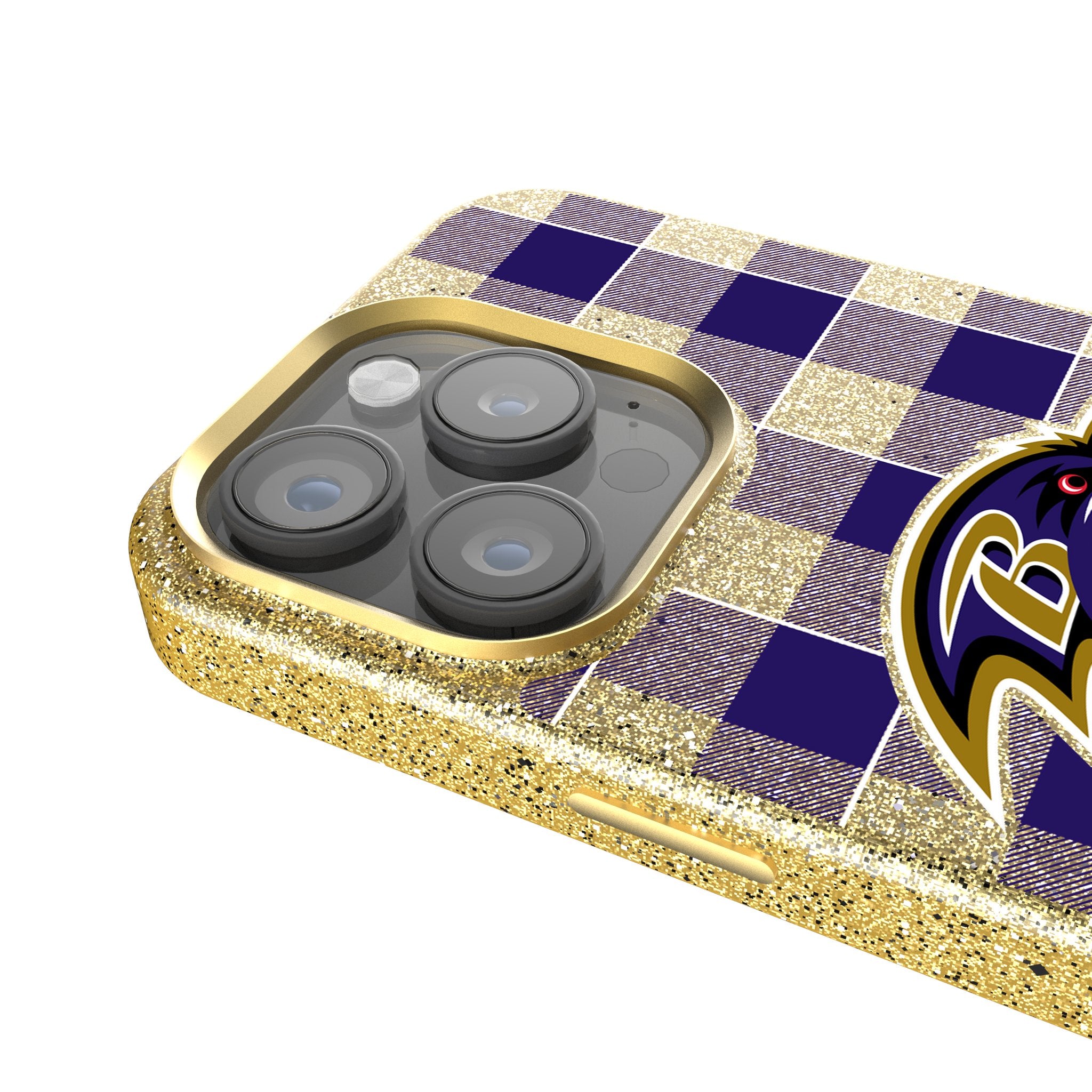 Baltimore Ravens Plaid Rhinestone Phone Case for iPhone & Samsung - Stylish Protective Cover for Football Fans & Game Day
