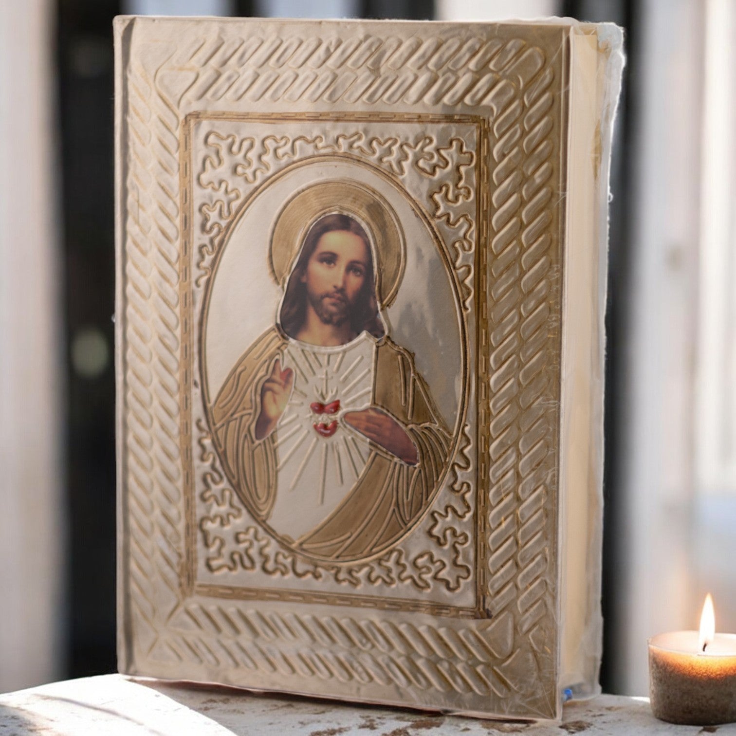Handmade Embossed Metal Holy Bible - Large Gold Edition | Perfect for Gifts, Church Services & Home Decor