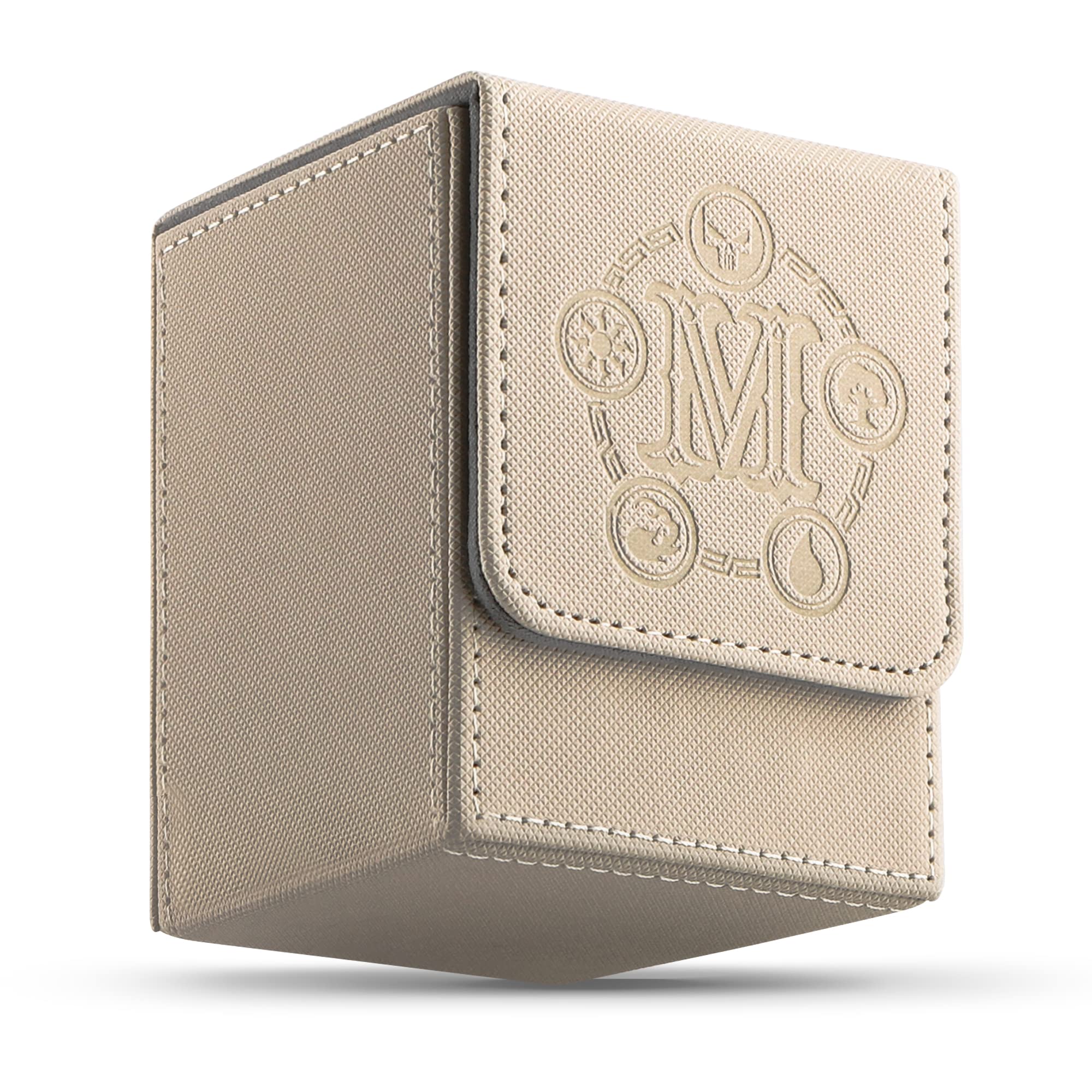 Premium MTG Card Deck Box - Holds 100+ Single Sleeved Cards with Microfiber Lining | Leather Trading Card Storage Box Compatible with TCG, Yugioh, Pokemon | Perfect for Game Nights & Card Collection (White)