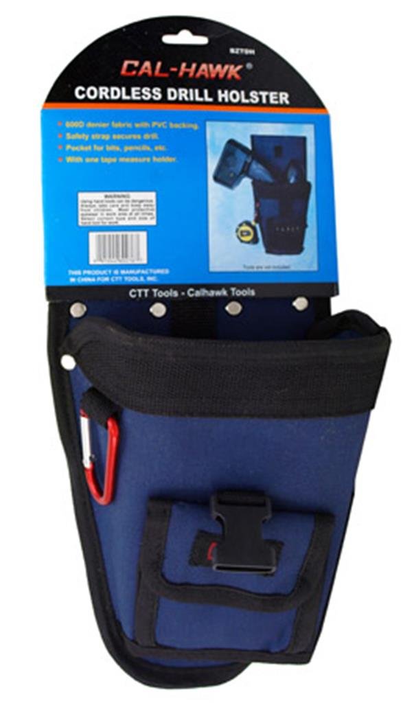 Cal Hawk Tools BZTDH Cordless Drill Holster - Heavy Duty Belt Clip Holder for Power Drills, Impact Drivers & Tools - Perfect for Construction, DIY Projects & Home Repairs