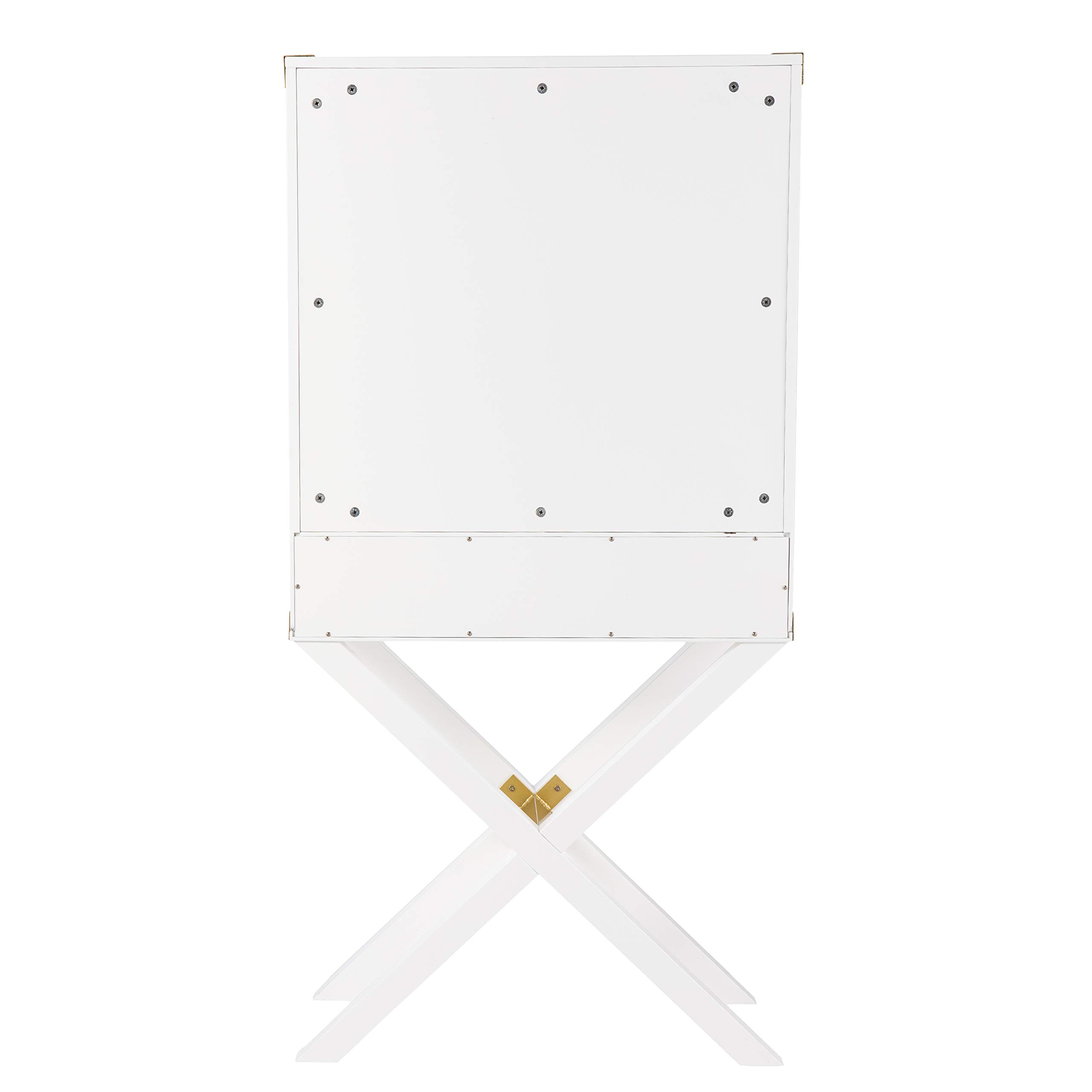 SEI Furniture White Campaign Tall Bar Cabinet with Storage - Modern Home Bar Organizer for Living Room, Dining Room & Kitchen