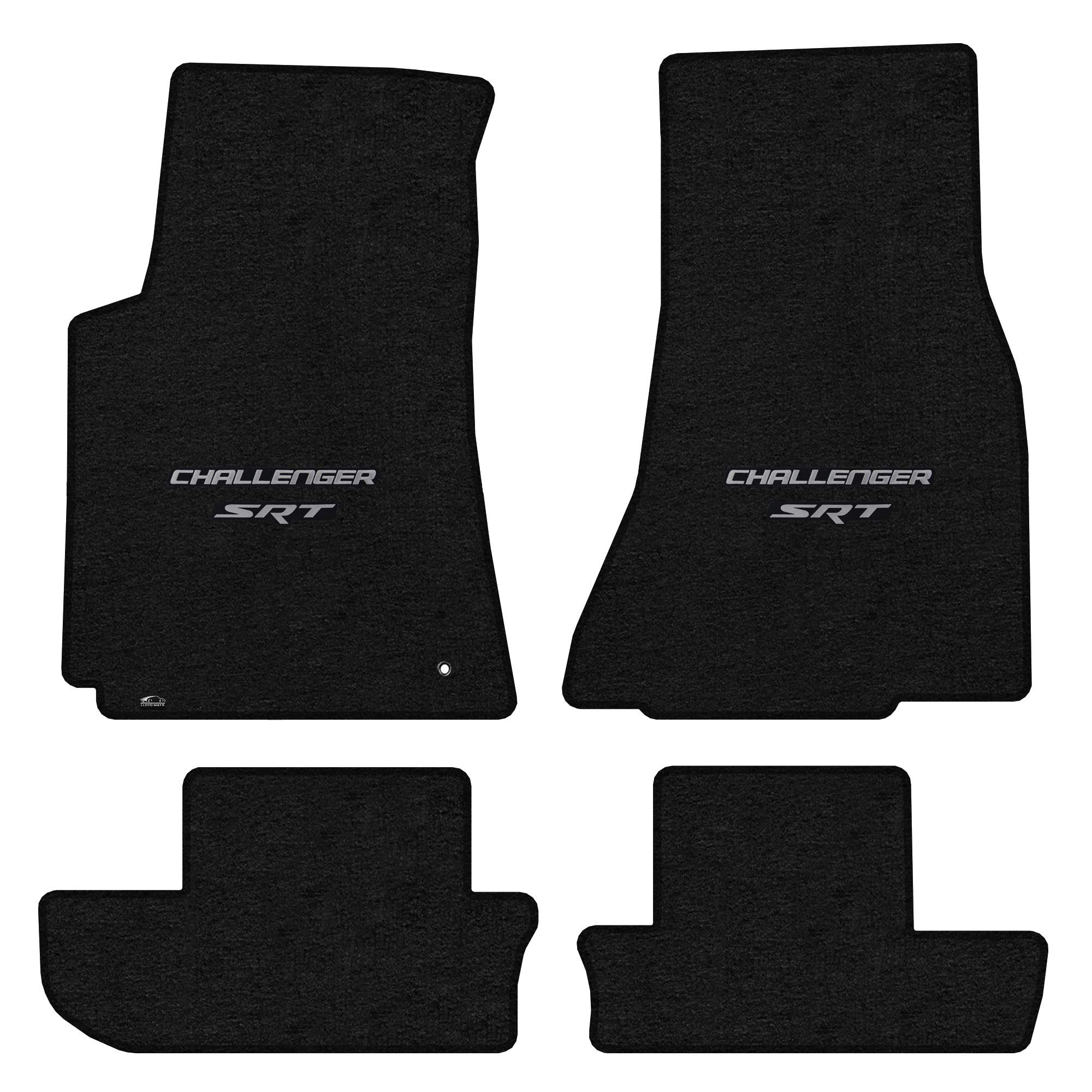 Premium Custom-Fit Carpeted Floor Mats for Dodge Challenger 2008-2010 - Luxury Car Floor Liners (4-Piece Set, Charcoal with Silver 'Challenger SRT' Logo) - Perfect for Daily Commuting, Road Trips & Car Shows