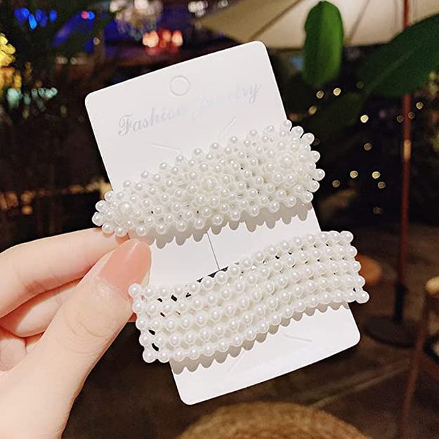 Elegant Pearl Hair Clips for Women - Korean Style Metal Hair Clamps with Multi-Design, Stylish Hair Accessories for Girls & Women (Set of 4, Pearl Hairpins) - Perfect for Parties, Weddings & Everyday Styling