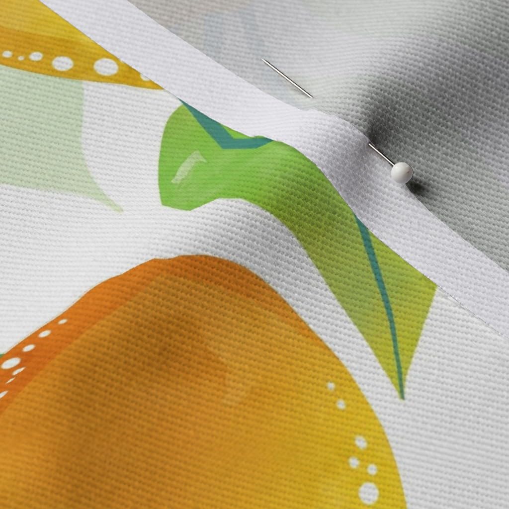 Citrus Fruit Printed Denim Fabric by The Yard - Grapefruit, Oranges & Lemons Design in Yellow, Pink & Green - Bottomweight for Apparel, Home Decor & Upholstery | Perfect for Summer Dresses, Curtains & DIY Crafts