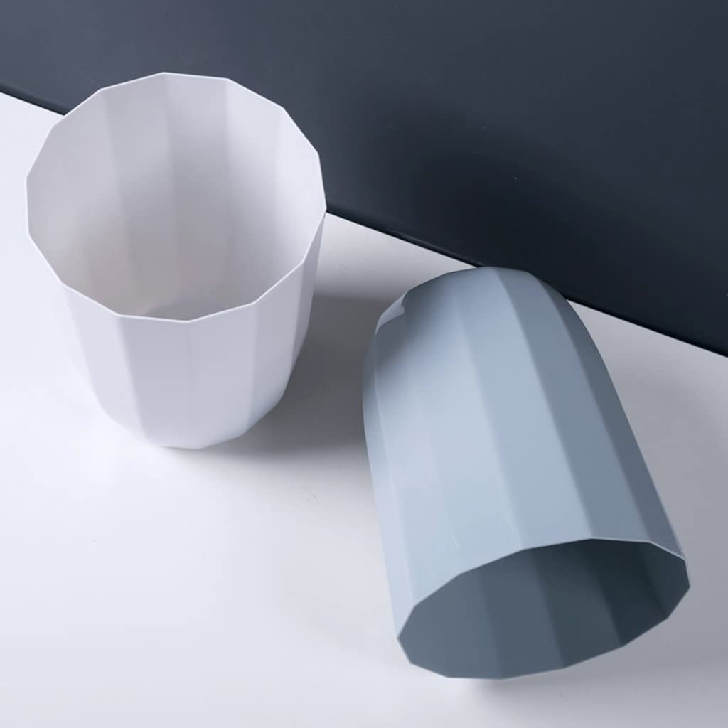 TOMYEUS White Plastic Bathroom Trash Can - Lidless Waste Bin for Toilet, Kitchen & Living Room - Creative Small Paper Basket for Home Organization (Perfect for Bathrooms, Bedrooms & Office Spaces)
