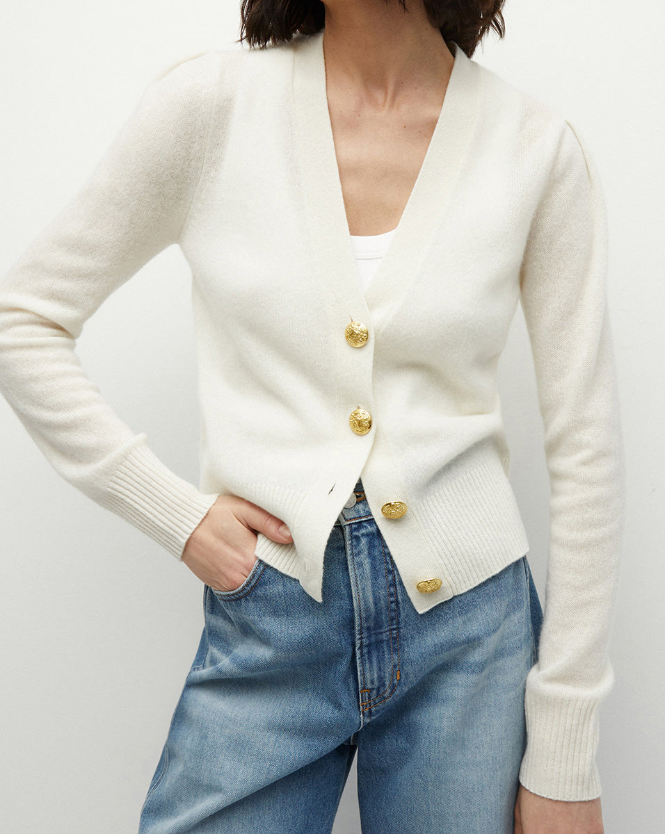 Luxury Solene Cashmere Cardigan for Women - Soft & Warm Knit Sweater - Perfect for Fall & Winter Outfits, Office Wear & Cozy Evenings at Home