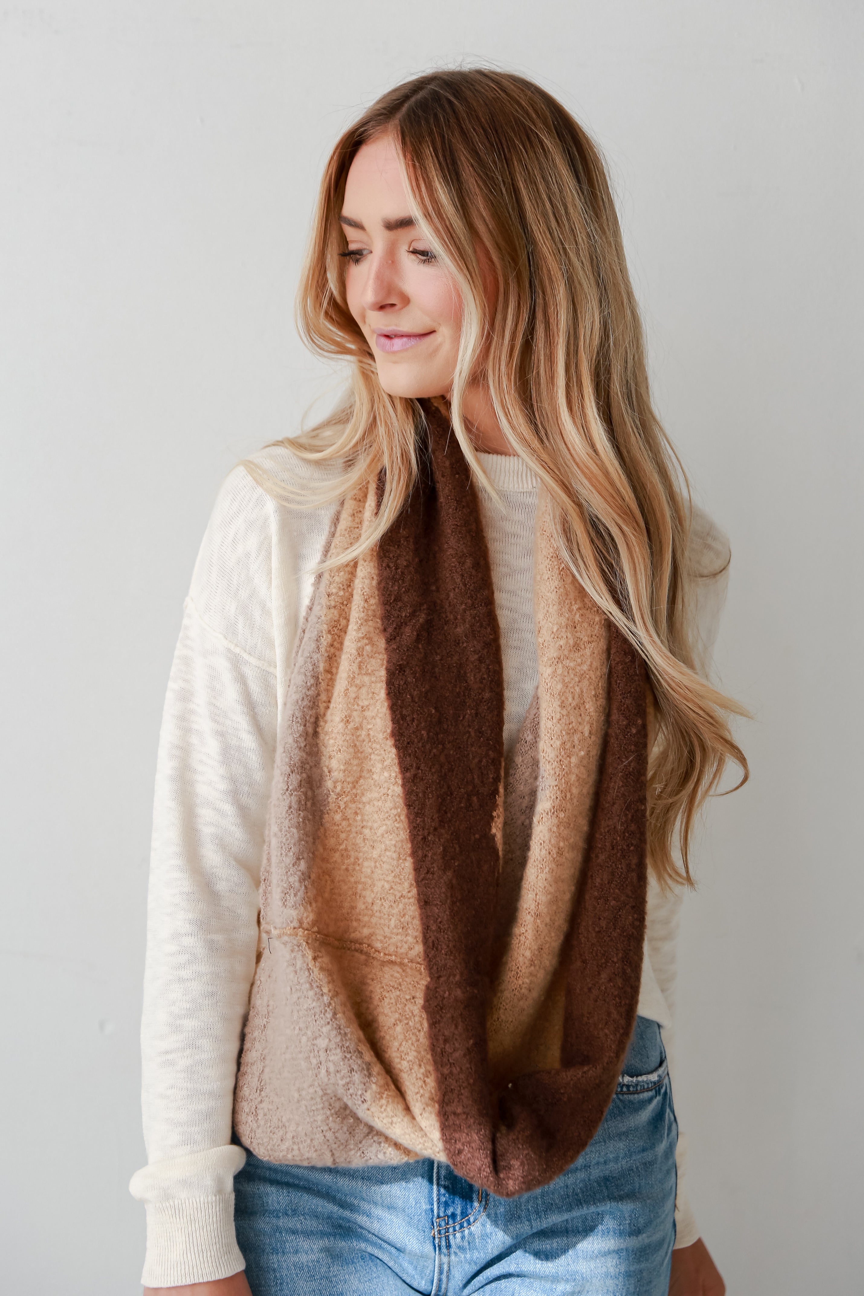 Cozy Brown Infinity Scarf for Women - Soft Warm Winter Fashion Accessory - Perfect for Cold Weather, Office Wear & Holiday Gifts