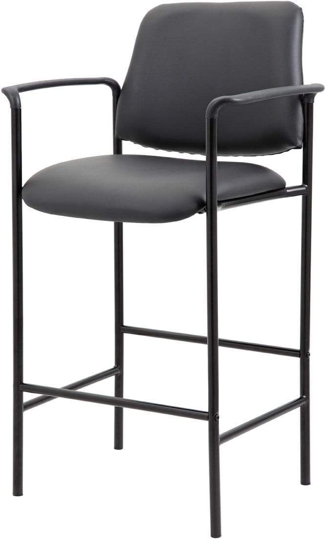 Premium Black Caressoft Boss Square Back Diamond Stool with Arms - Modern Office Chair, Bar Stool & Home Decor - Perfect for Executive Offices, Game Rooms & Lounge Areas [B169503 CS]
