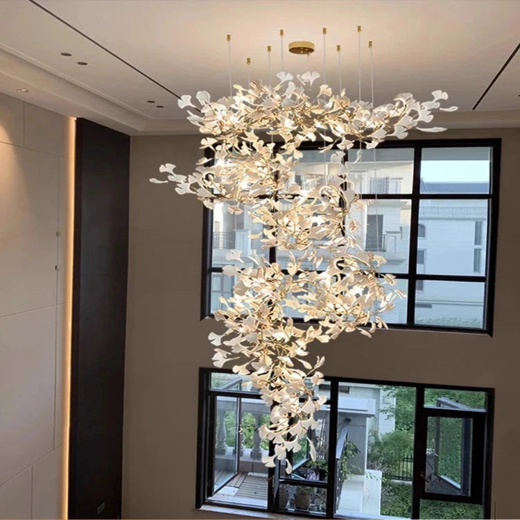 Luxury Crystal Staircase Chandelier - Modern Elegant Lighting Fixture for Foyer, Grand Staircase & Entryway Decor