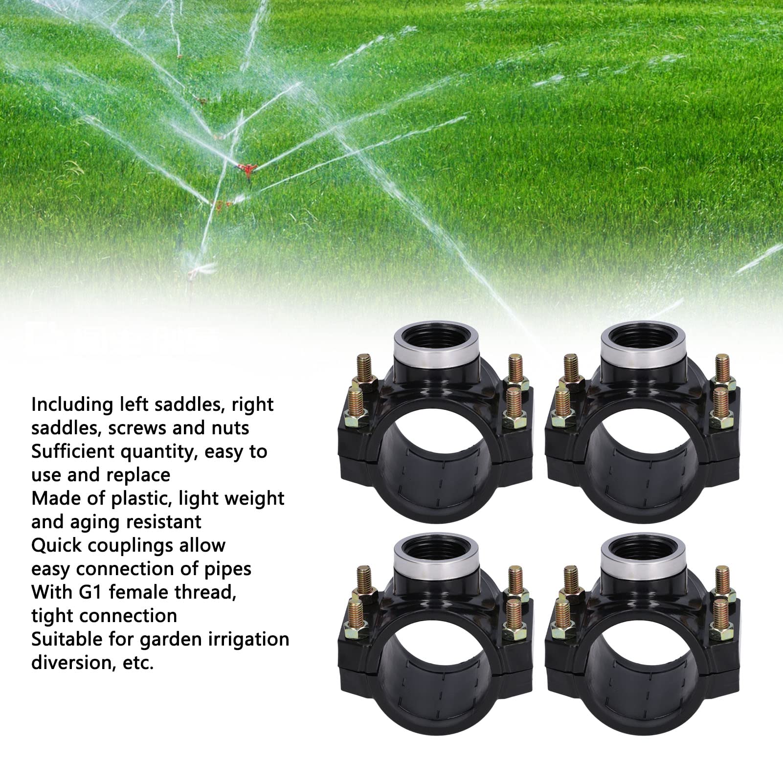 4 Sets G1 Female Thread Plastic Water Drain Saddle Quick Connect Pipe Fittings - Garden Irrigation, Lawn Watering, Pool Drainage & DIY Plumbing Projects