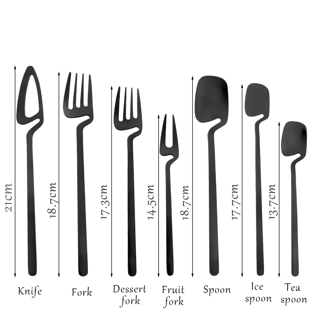 Gugrida 8-Piece Matte Black Dessert Forks Set - 304 Stainless Steel Silverware with Leight Design - Elegant Matte Finish for Kitchen, Restaurant & Home Use - 6.85