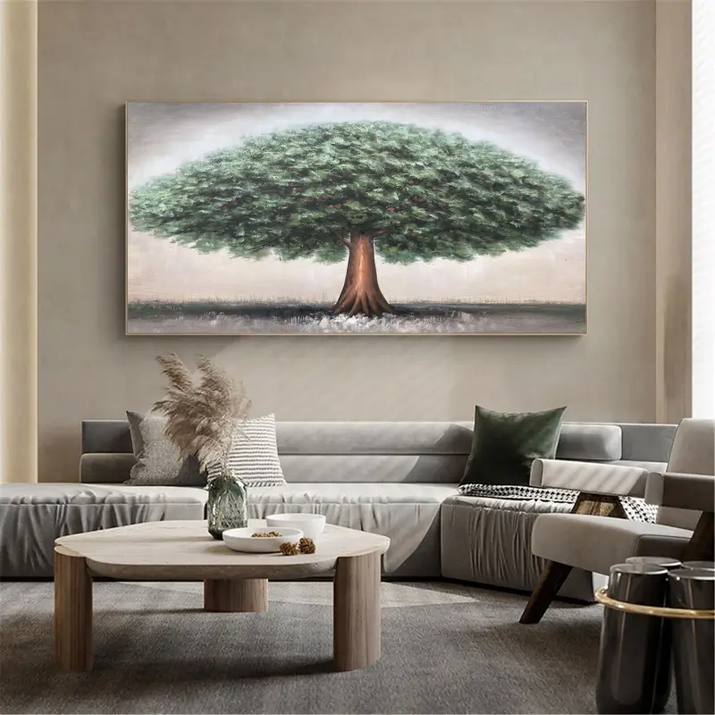 Beautiful Flower and Tree Painting #FT023 - Handmade Canvas Art for Home Decor, Living Room, Bedroom & Office Wall