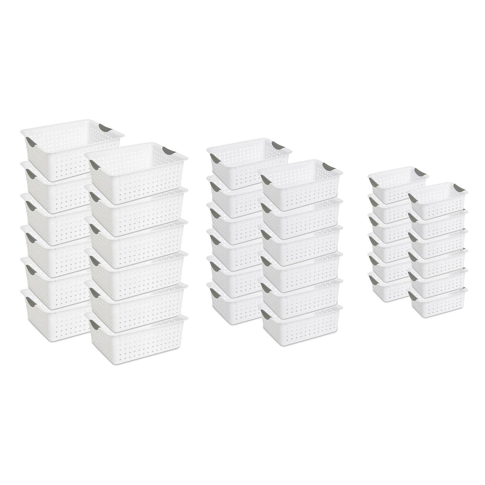 Multi-Size Plastic Storage Basket Organizer Set (36-Piece) - Stackable Storage Bins for Bedroom, Toy Organization, Cabinet & Drawer Storage - Perfect for Kids' Room, Closet, Bathroom and Office Organization