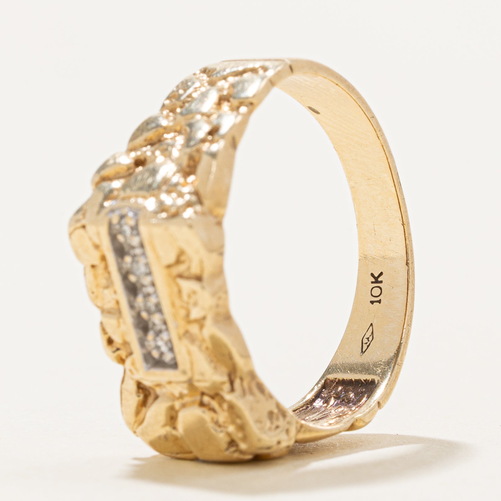 0.04ctw Diamond Nuggety Ring - Size 9 | Elegant Stackable Jewelry for Women | Perfect for Weddings, Anniversaries & Special Occasions
