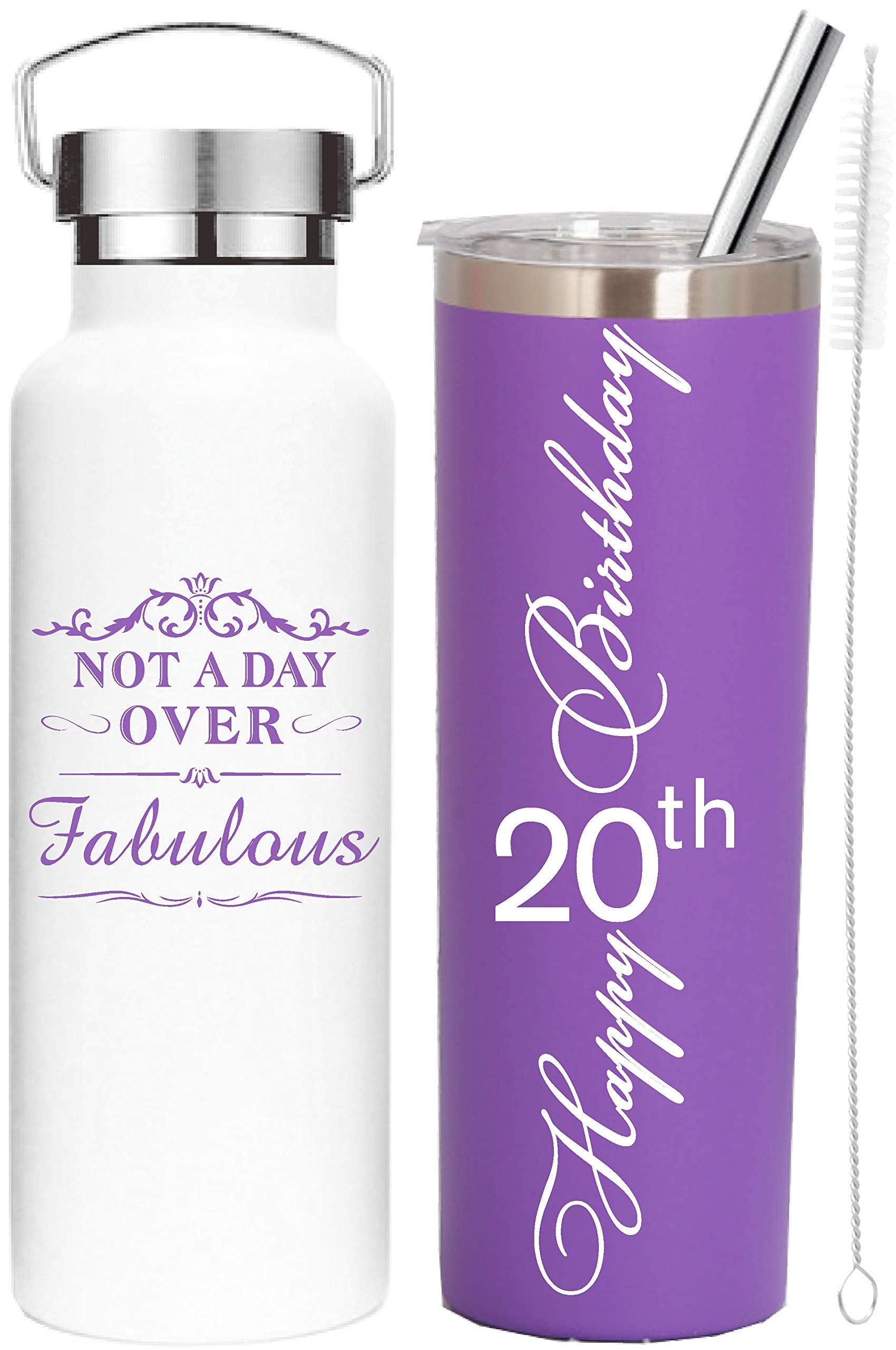 20th Birthday Gifts for Women - Personalized 20oz Tumbler Cup with Lid & Straw - Perfect for 20 Year Old Daughter, Best Friend, Sister - Great for Parties, Office, Travel & Everyday Use