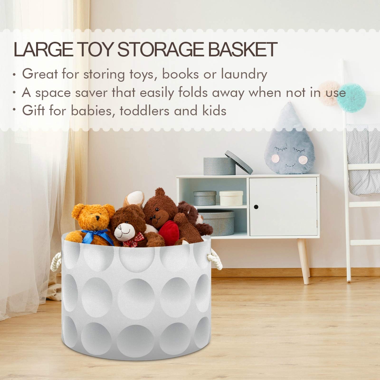 Waterproof Collapsible Storage Basket - Golf Ball Laundry Hamper & Baby Nursery Organizer with Handles for Bathroom, Toys & Clothes | Portable Foldable Bin for Sports Gear, Home Organization & Travel Use