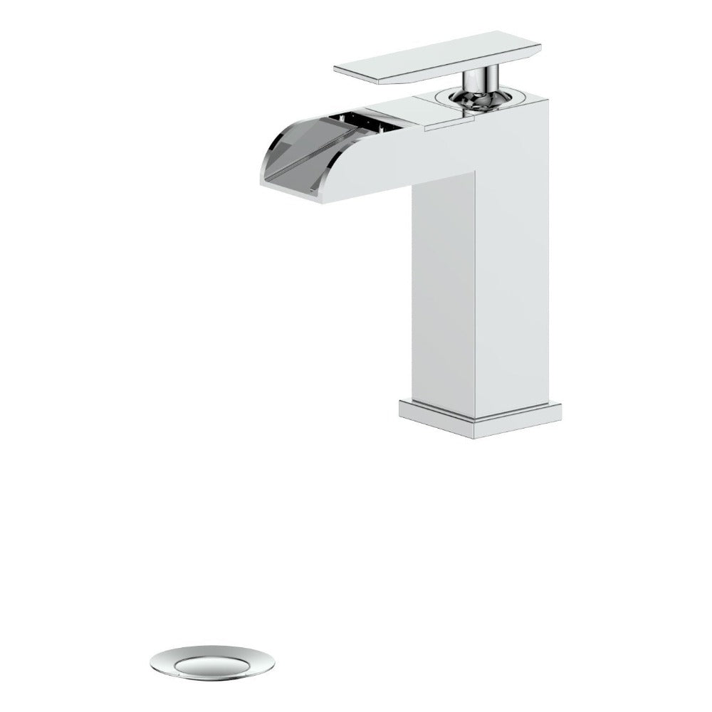 ZLINE Homewood Waterfall Bathroom Faucet in Chrome Finish - Modern Bathroom Sink Faucet with High Arc Spout for Vanity, Powder Room, and Master Bath (HMD BF CH)