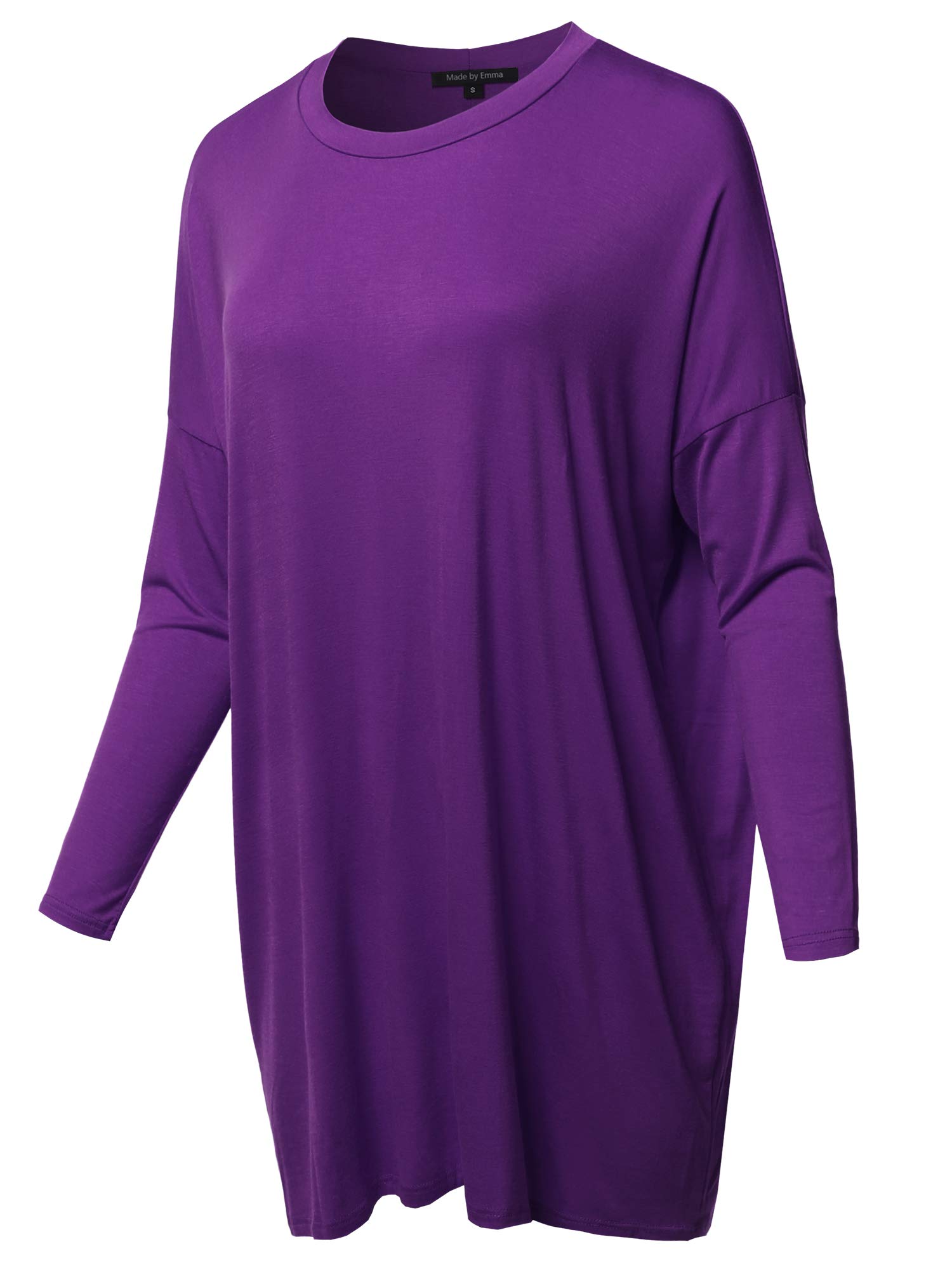 Emma Women's Casual Loose Fit Dolman Sleeve Tunic Dress Top - Comfortable Flowy Blouse for Everyday Wear, Office, and Weekend Outings