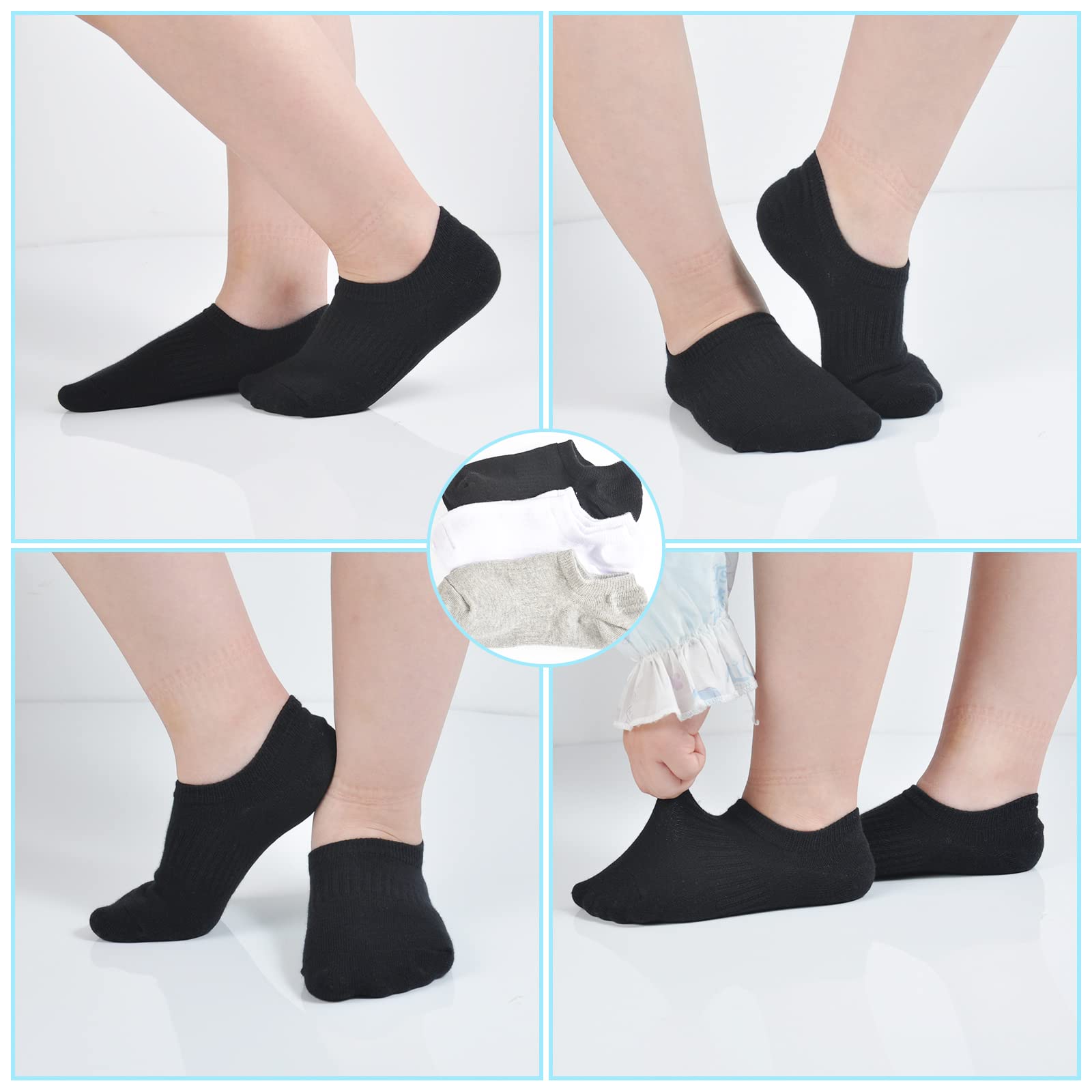 10 Pairs Boys & Girls No Show Socks - Soft Cotton Low Cut Non Slip Toddler Socks for School, Sports & Everyday Wear