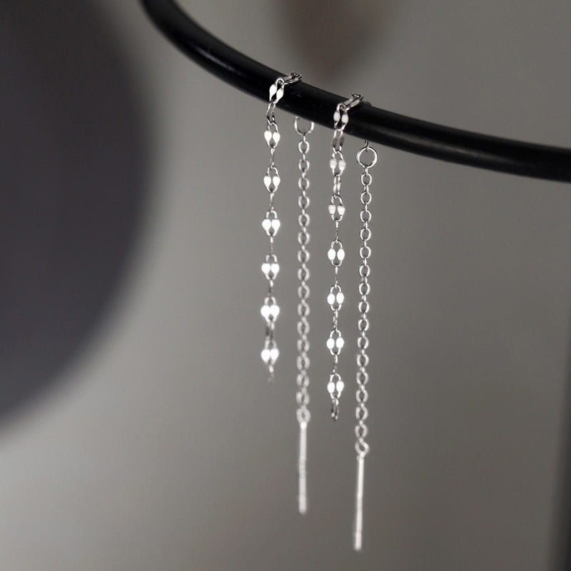 Minimalist Lip Chain Tassel Spiral Earrings for Women - Trendy Boho Chic Dangle Ear Jewelry | Perfect for Parties, Weddings & Everyday Wear | R0624