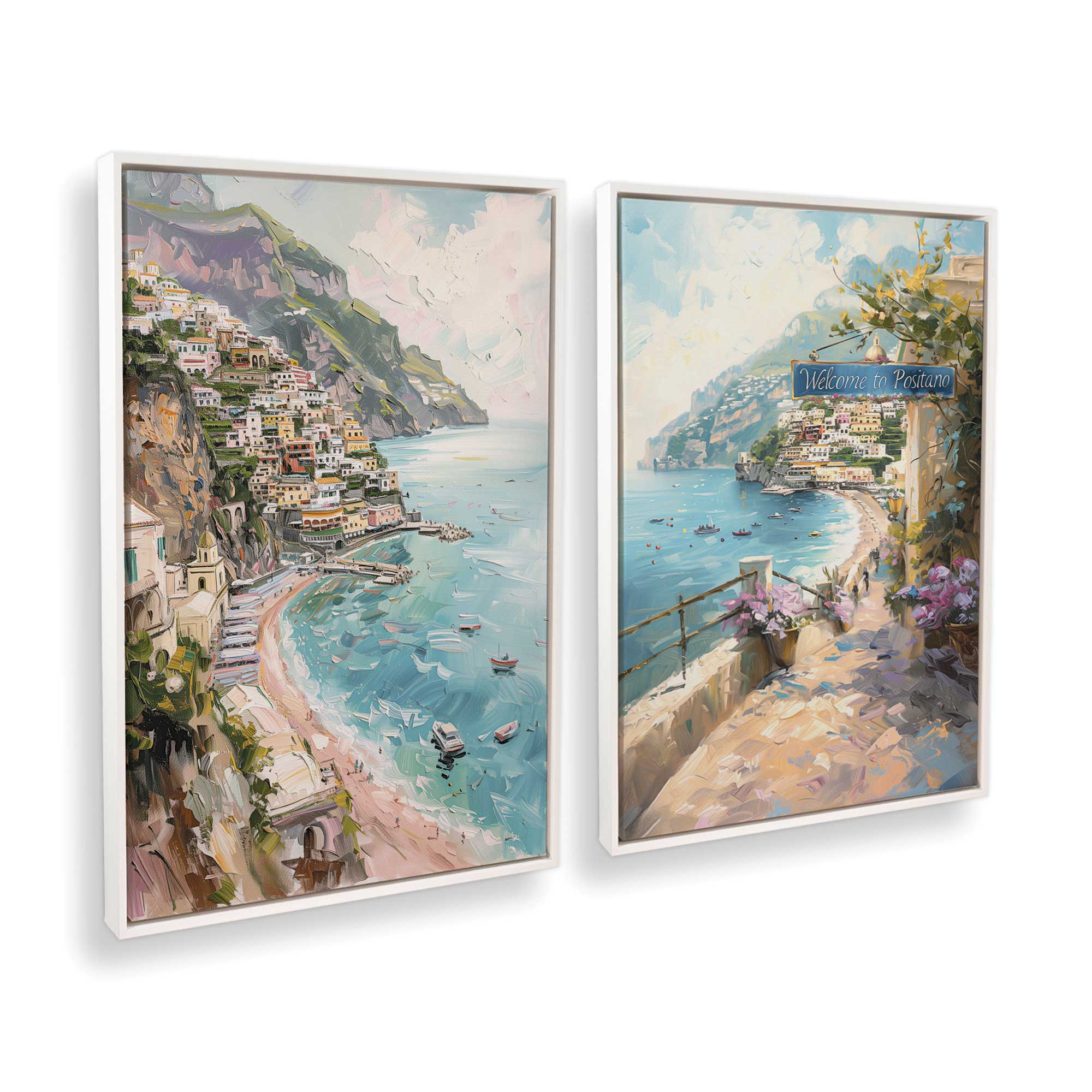 Coastal Charm Paradise Wall Art - Set of 2 Canvas Prints for Beach House Decor, Living Room & Bedroom