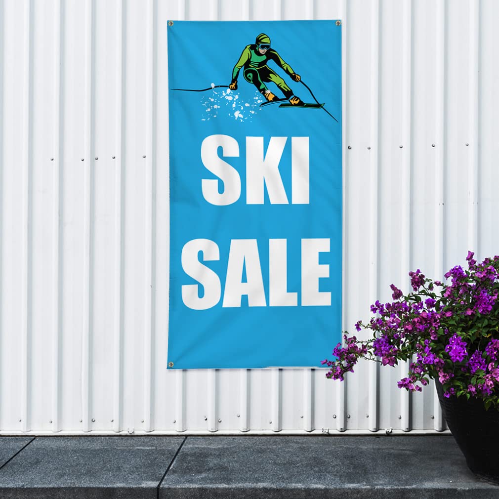 Vertical Vinyl Banner - 96x48 Inches with 8 Grommets | Weatherproof Outdoor Business & Sports Sign for Ski Deals, Industrial Yard Advertising | Perfect for Storefronts, Events & Sports Venues