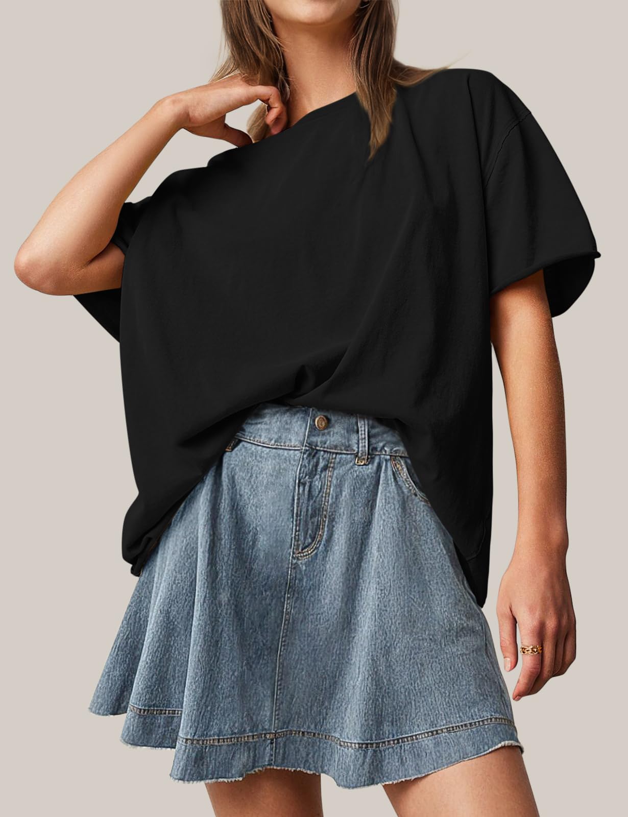 TARSE Women's Oversized T-Shirts 2024 - Soft Cotton Loose Fit Summer Tunic Tops with Short Sleeves | Casual Wear, Beach Outfits & Lounge Comfort
