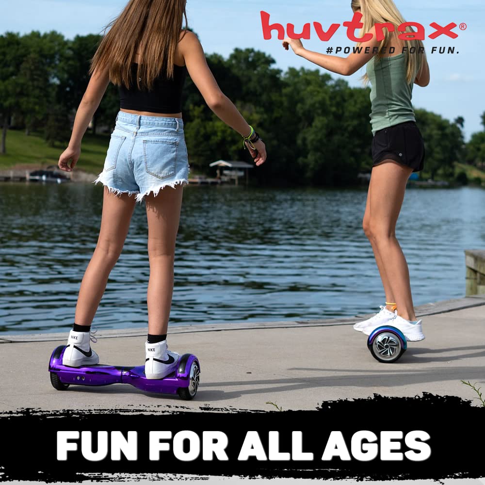 Blue Chrome Hoverboard - 2X Ride Time with Durable Aluminum Wheels | Latest Model for Kids & Adults up to 220lbs | Bluetooth, LED Lights & Carrying Case Included | Perfect for Commuting, Outdoor Fun & Gifts